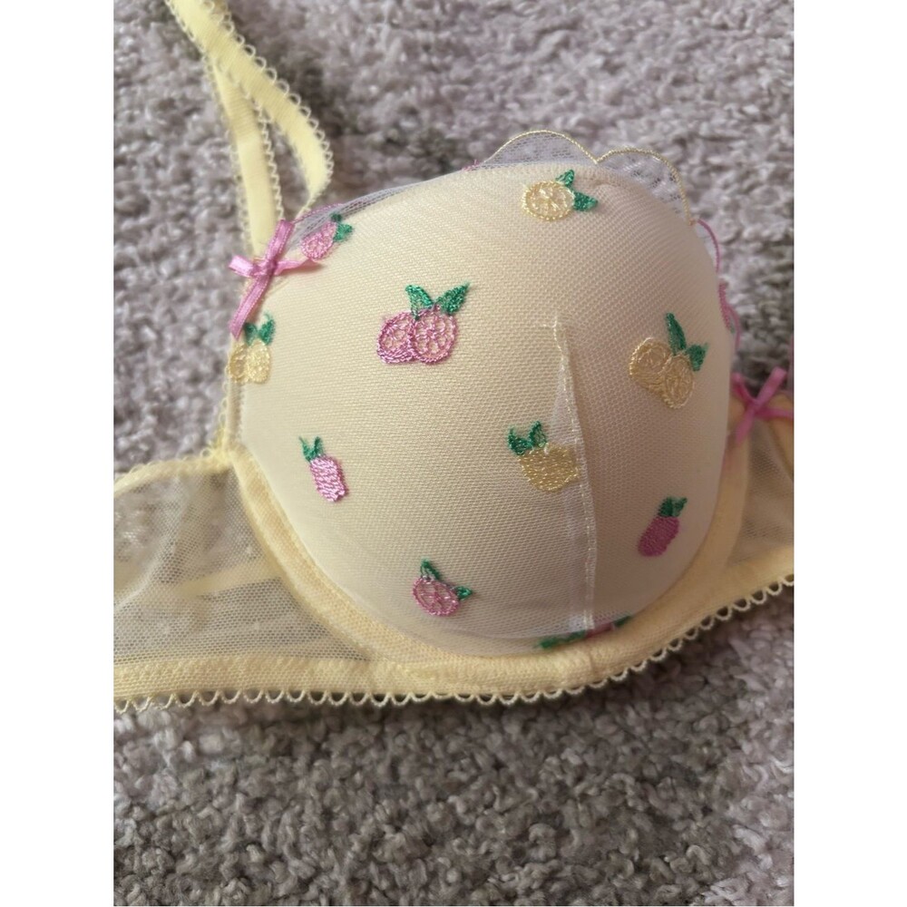NWT Victoria's Secret PINK Wink Push-Up Balconette Bra Yellow Fruit Lemons 34B - Picture 12 of 13